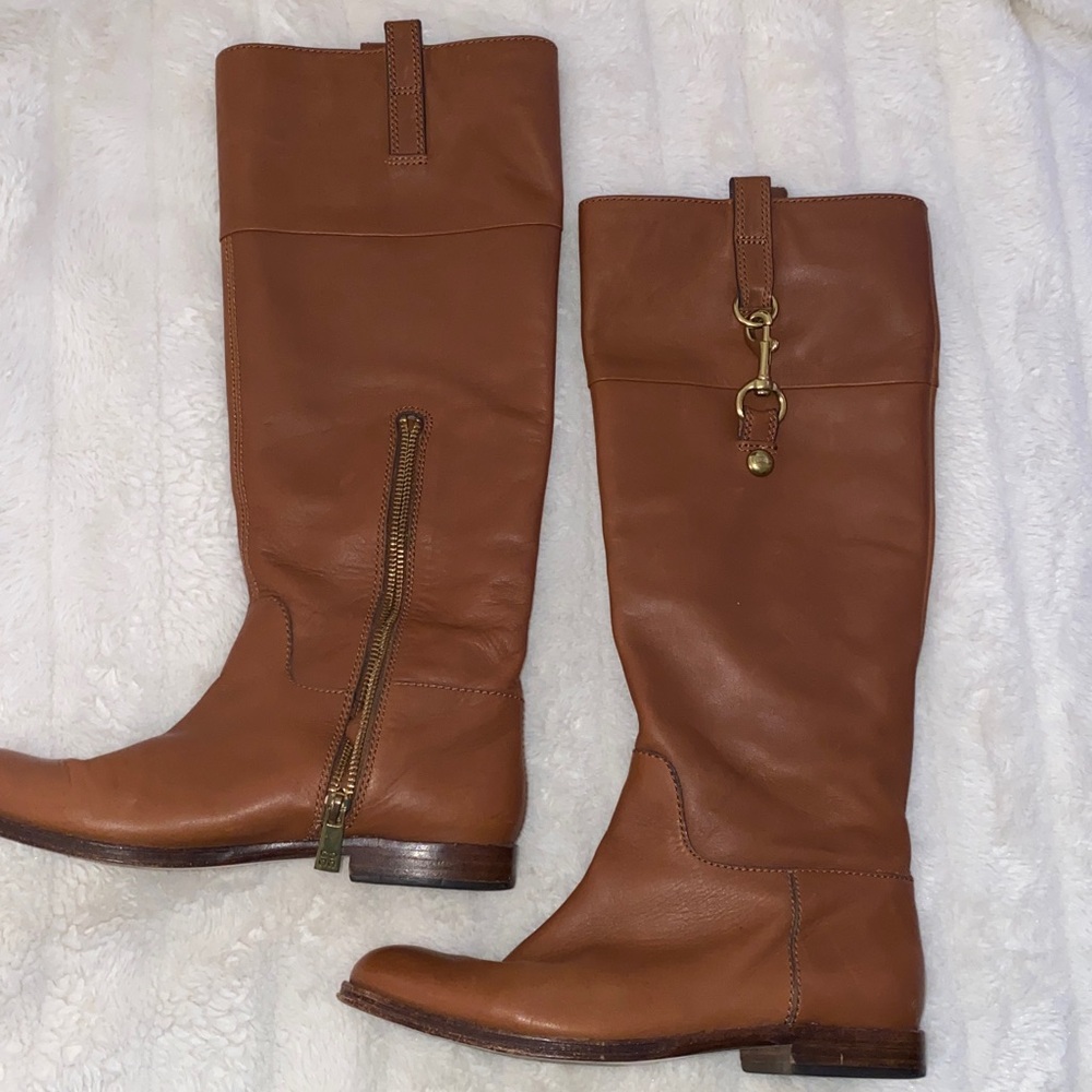 COACH Martta Marta soft brown leather tall riding boots zipper size 6B gorgeous